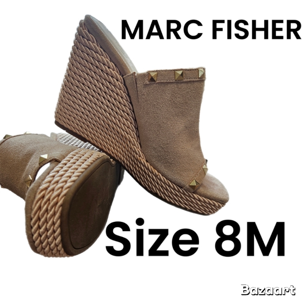 Marc Fisher Tan Wedge Sandals Size 8M